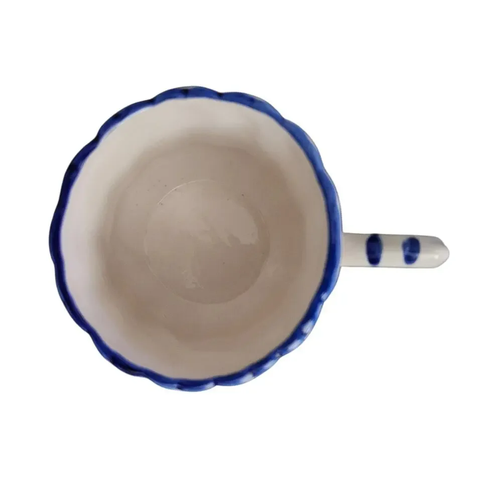 Vintage Delft Blue Holland Hand Painted Windmill Floral Porcelain Coffee Mug